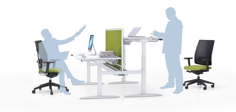 Bureau assis-debout &agrave; r&eacute;glage manuel par manivelle